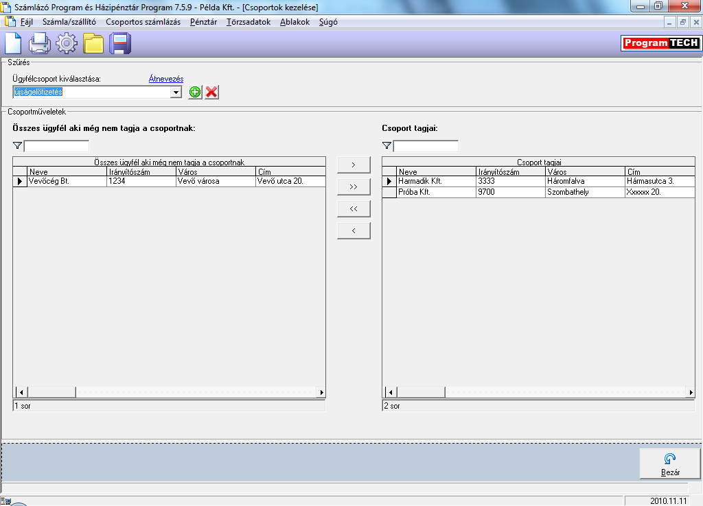 A felhasználói csoportok áttekinthetőek és könnyen feltölthetőek.